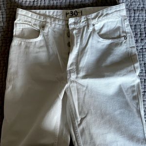 Wide leg Button Fly White Jeans from Free People